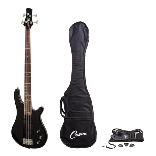 Casino 150 Series Tune-Style Electric Bass Guitar Set (Black)