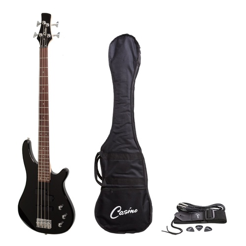 Casino 150 Series Tune-Style Electric Bass Guitar Set (Black)