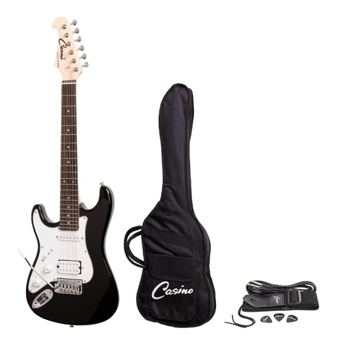 Casino ST-Style 3/4 Size Left Handed Electric Guitar Set (Black)