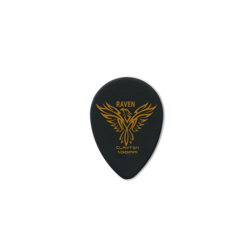 Clayton Black Raven Small Teardrop Guitar Picks 1.00mm - 12 Pack