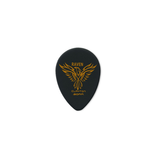 Clayton Black Raven Small Teardrop Guitar Picks 0.80mm - 12 Pack