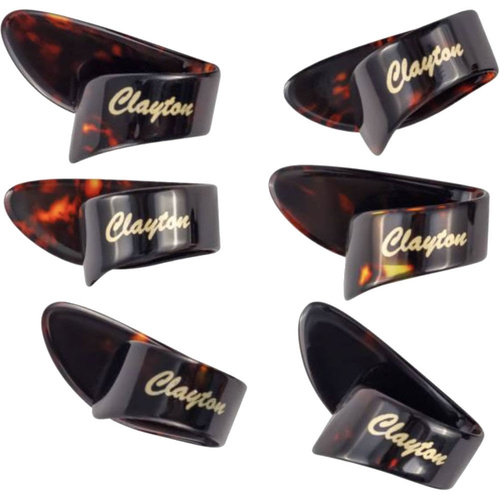 Clayton Celluloid Medium Thumb Picks Tortoiseshell Finish - 6 Pack