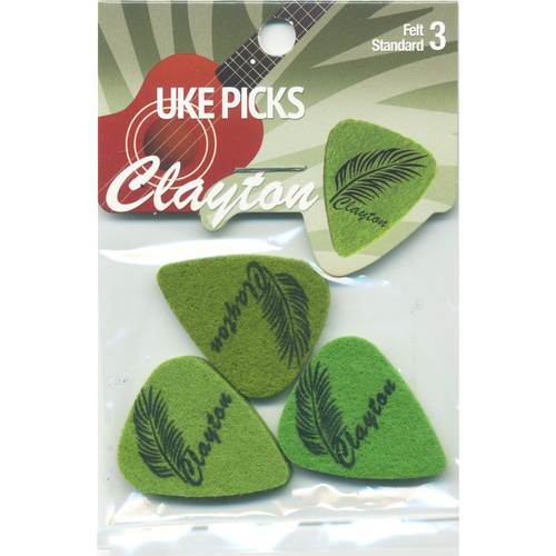 Clayton Felt Ukulele Picks - Leaf Design - 3 Pack