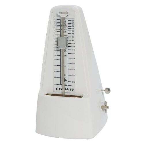 Crown CM-18-WHT Traditional Pyramid-Style Metronome with Adjustable Bell and Wind-Up Key Mechanism