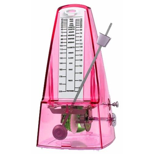 Cherry Metronome with Metal Mechanism & Bell in Transparent Pink Plastic Casing