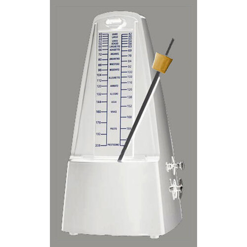 Cherry Metronome with Metal Mechanism & Bell in White Plastic Casing