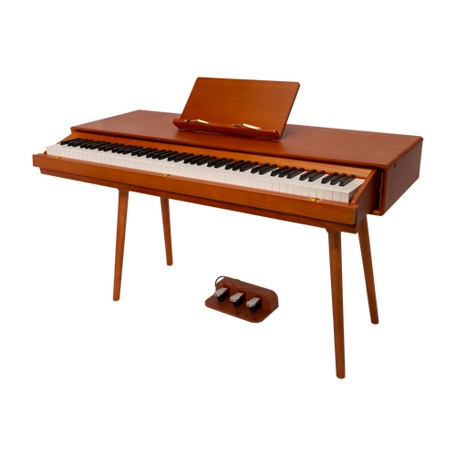 Crown CMDP-909-WDG Upright 88-Key Weighted Digital Piano with Convertible Desk Design - Solid Walnut Finish