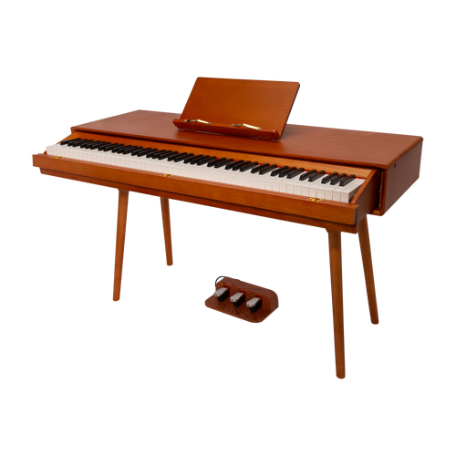 Crown CMDP-909-WDG Upright 88-Key Weighted Digital Piano with Convertible Desk Design - Solid Walnut Finish