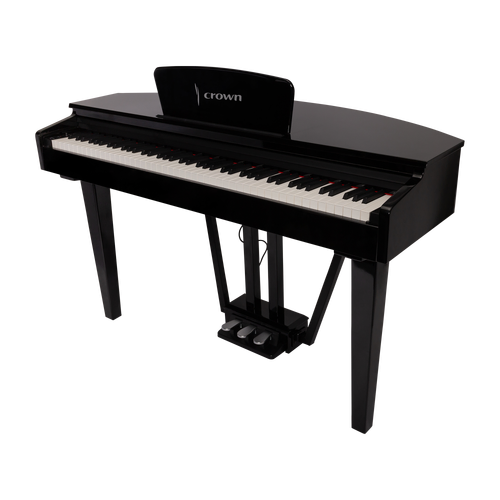 Crown CMG-1 Digital Grand Piano - Gloss Black, 88-Key, French Dream Sound Engine, USB/MIDI Connectivity, Elegant Curved Cabinet