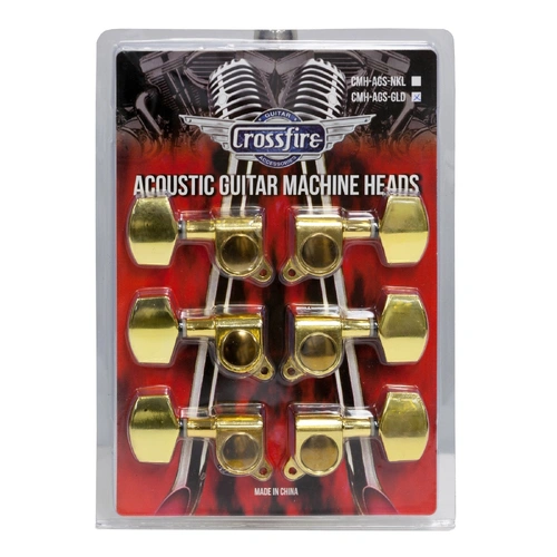 Crossfire CMH-AGS-GLD Gold Acoustic Guitar Machine Head Set with Buttons