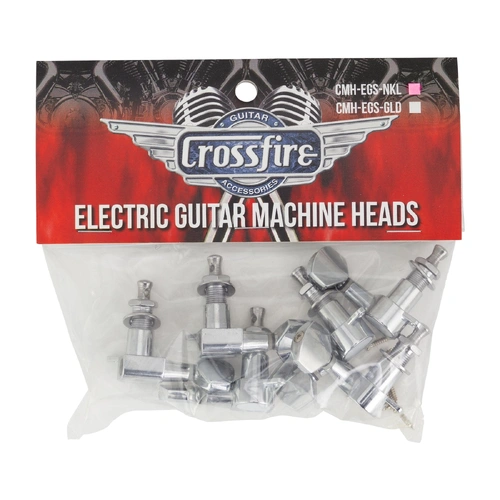 Crossfire CMH-EGS-NKL Electric Guitar Machine Head Set - Nickel Plated Tuners