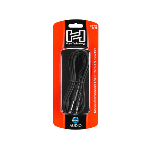 Hosa Mono Interconnect, 1/4 in TS to 3.5 mm TRS, 10 ft