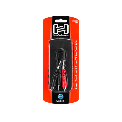Hosa Stereo Breakout, 3.5 mm TRS to Dual RCA, 3 ft