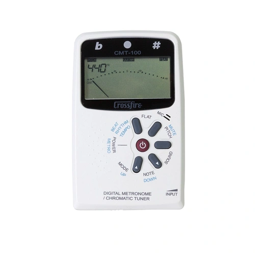 Crossfire CMT-100-WHT Chromatic Tuner and Digital Metronome - White