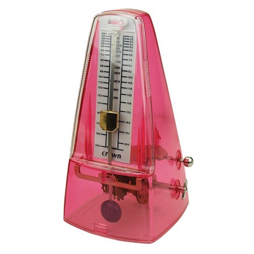 Crown CMT-19-LPK Transparent Pink Metronome with Adjustable Bell and Swinging Pendulum