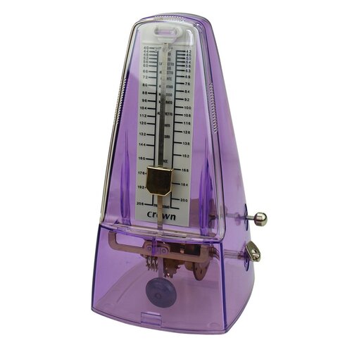 Crown CMT-19-PUR Transparent Purple Metronome with Adjustable Bell and Swinging Pendulum