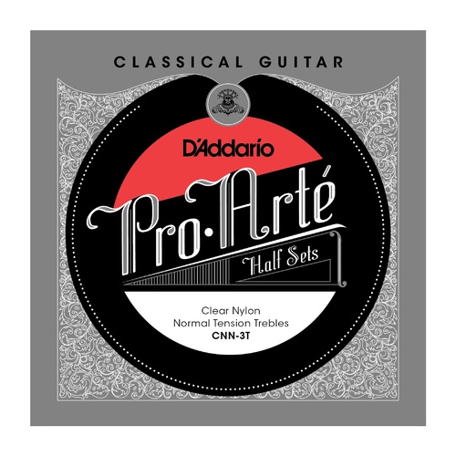 D'Addario CNN-3T Pro-Arte Clear Nylon Classical Guitar Half Set, Normal Tension