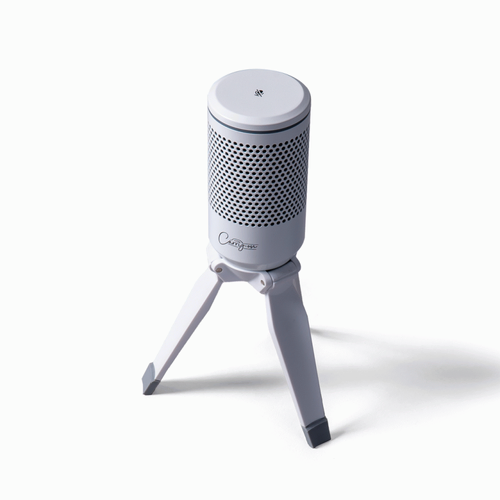 Carry-On Foldable USB Microphone with Tripod Stand and Touch Mute Control - White