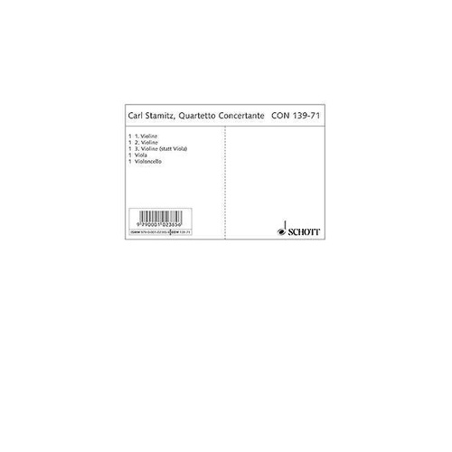 Stamitz Quartet Concertante G Major Set of Parts - Schott Music, 42 Pages