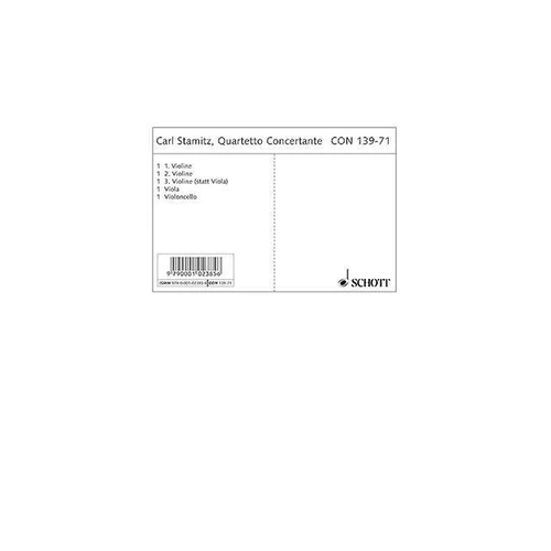 Stamitz Quartet Concertante G Major Set of Parts for String Quartet