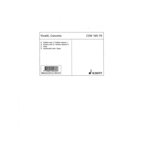 Vivaldi - L'Estro Armonico Op 3/11 RV 565 PV 250 Parts by Schott Music, 134 Pages
