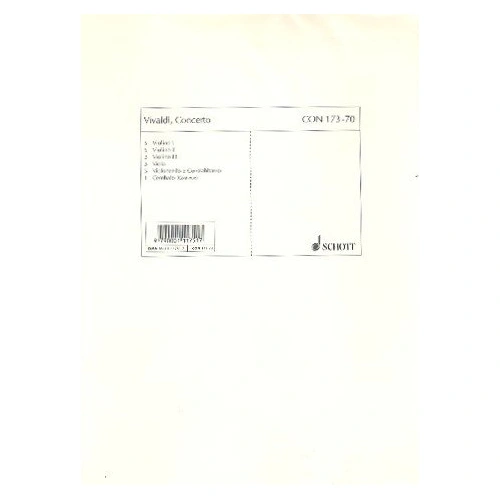 Vivaldi Concerto A Minor PV 24-F.III Nr. 4 Cello Parts Set by Schott Music, 64 Pages