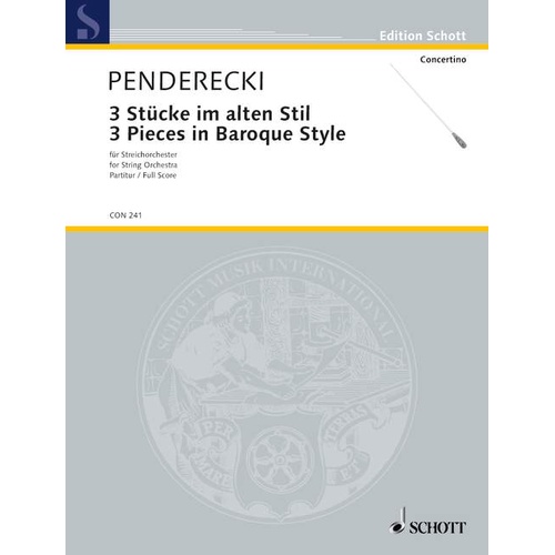 3 Pieces in Baroque Style Sheet Music for String Orchestra