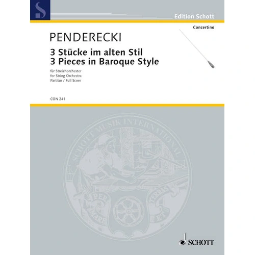 3 Pieces in Baroque Style Sheet Music for String Orchestra