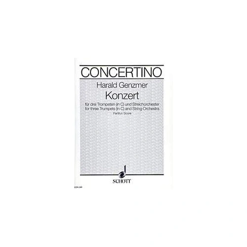 Genzmer Concertino for 3 Trumpets and String Orchestra Full Score, 44 Pages, Published by Schott Music