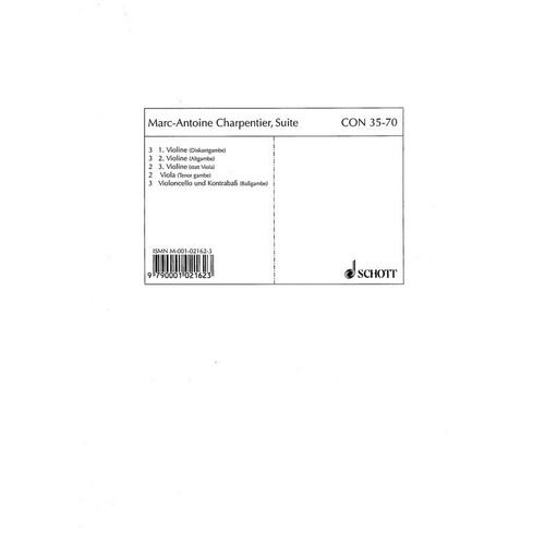 Charpentier Suite D Minor Set of Parts for String Orchestra by Schott Music, 39 Pages