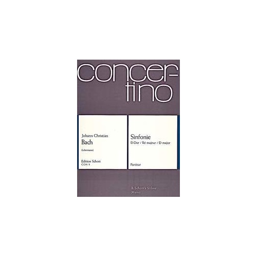 JC Bach - Sinfonie D Major Full Score for Orchestra, 24 Pages, Published by Schott Music