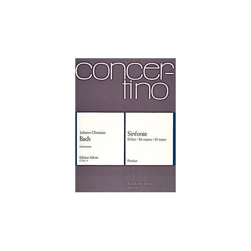 JC Bach - Sinfonie D Major Full Score, Orchestra, 24 Pages, Publisher: Schott Music