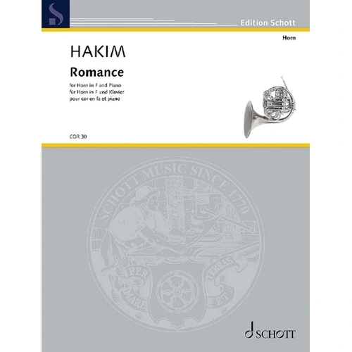 Hakim - Romance for French Horn and Piano, Schott Music, 12 Pages, Il Corno Series