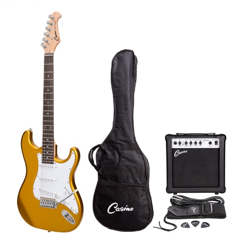 Casino ST-Style Electric Guitar and 15 Watt Amplifier Pack (Gold Metallic)