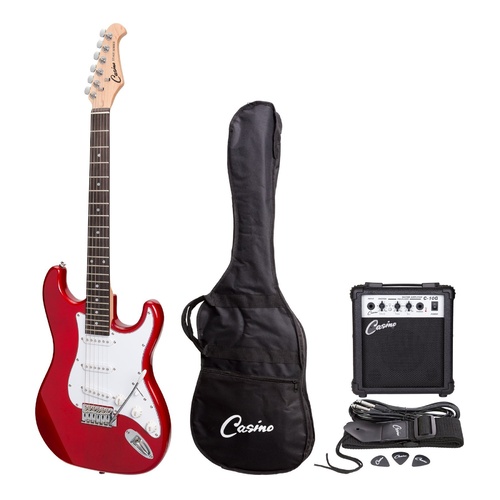 Casino ST-Style Electric Guitar and 10 Watt Amplifier Pack (Candy Apple Red)