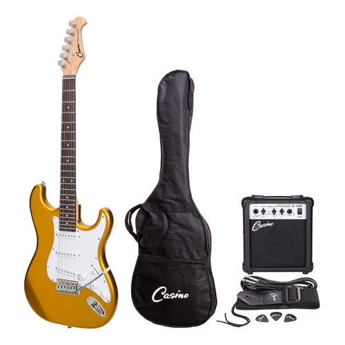 Casino ST-Style Electric Guitar and 10 Watt Amplifier Pack (Gold Metallic)