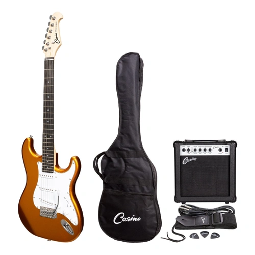Casino CST-22-GLD Electric Guitar and 10 Watt Amplifier Pack - Gold Metallic