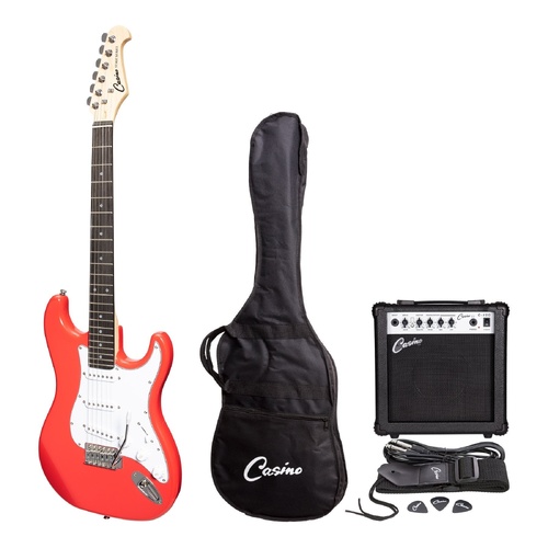 Casino CST-22 Electric Guitar Pack with 10 Watt Amplifier in Hot Lips Pink