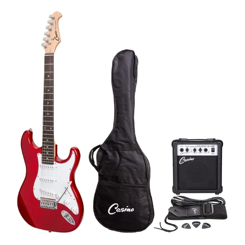 Casino CST-22 Electric Guitar Pack with 10 Watt Amplifier in Transparent Wine Red