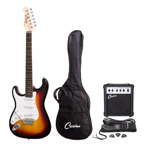 Casino CST-22L-TSB Left Handed Electric Guitar and 10 Watt Amplifier Pack Sunburst