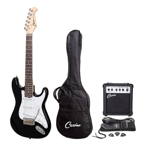 Casino ST-Style Short-Scale Electric Guitar and 10 Watt Amplifier Pack (Black)