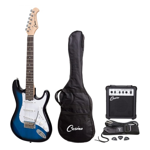Casino ST-Style Short-Scale Electric Guitar and 10 Watt Amplifier Pack (Blueburst)