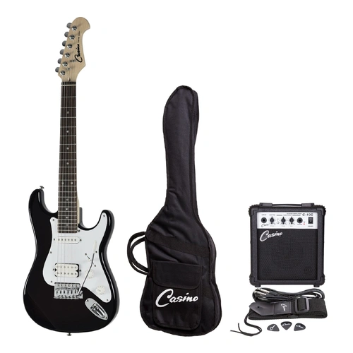 Casino ST-Style 3/4 Size Electric Guitar Pack with 10 Watt Amplifier - Black