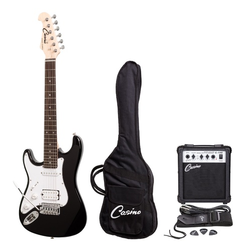 Casino ST-Style 3/4 Size Left Handed Electric Guitar and 10 Watt Amplifier Pack (Black)