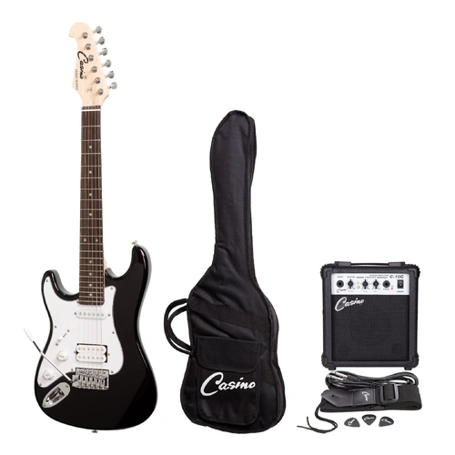 Casino ST-Style 3/4 Size Left Handed Electric Guitar and 10 Watt Amplifier Pack - Black