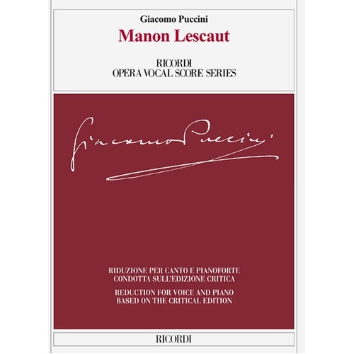 Manon Lescaut Vocal Score Critical Edition (Softcover Book)