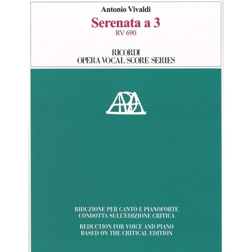 Vivaldi - Serenata A3 Rv 690 Vocal Score Critical Edition (Softcover Book)