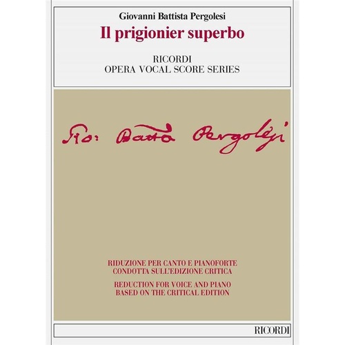 Pergolesi - Il Prigionier Superbo Vocal Score Ita/Eng Book