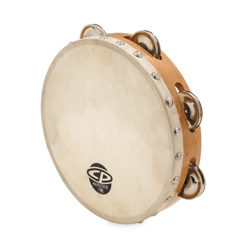 LP 8 Inch Wood Head Single Row Tambourine with Calf-Skin Head and Jingles
