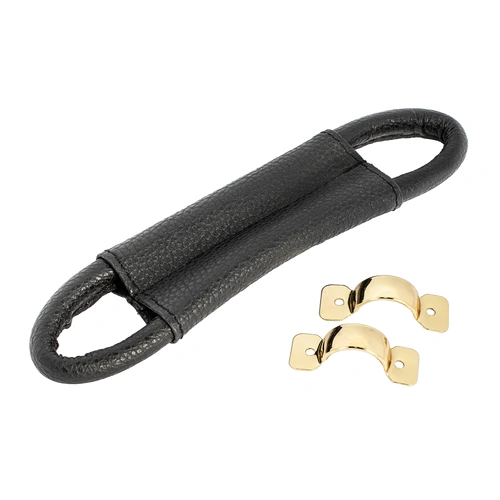 AMS Deluxe Case Handle with Faux Leather Grip and Gold Brackets